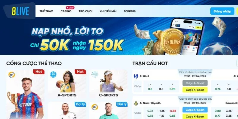 8LIVE - Trải nghiệm cá cược trực tuyến hấp dẫn năm 2026 2 Lý do nên chọn nhà cái